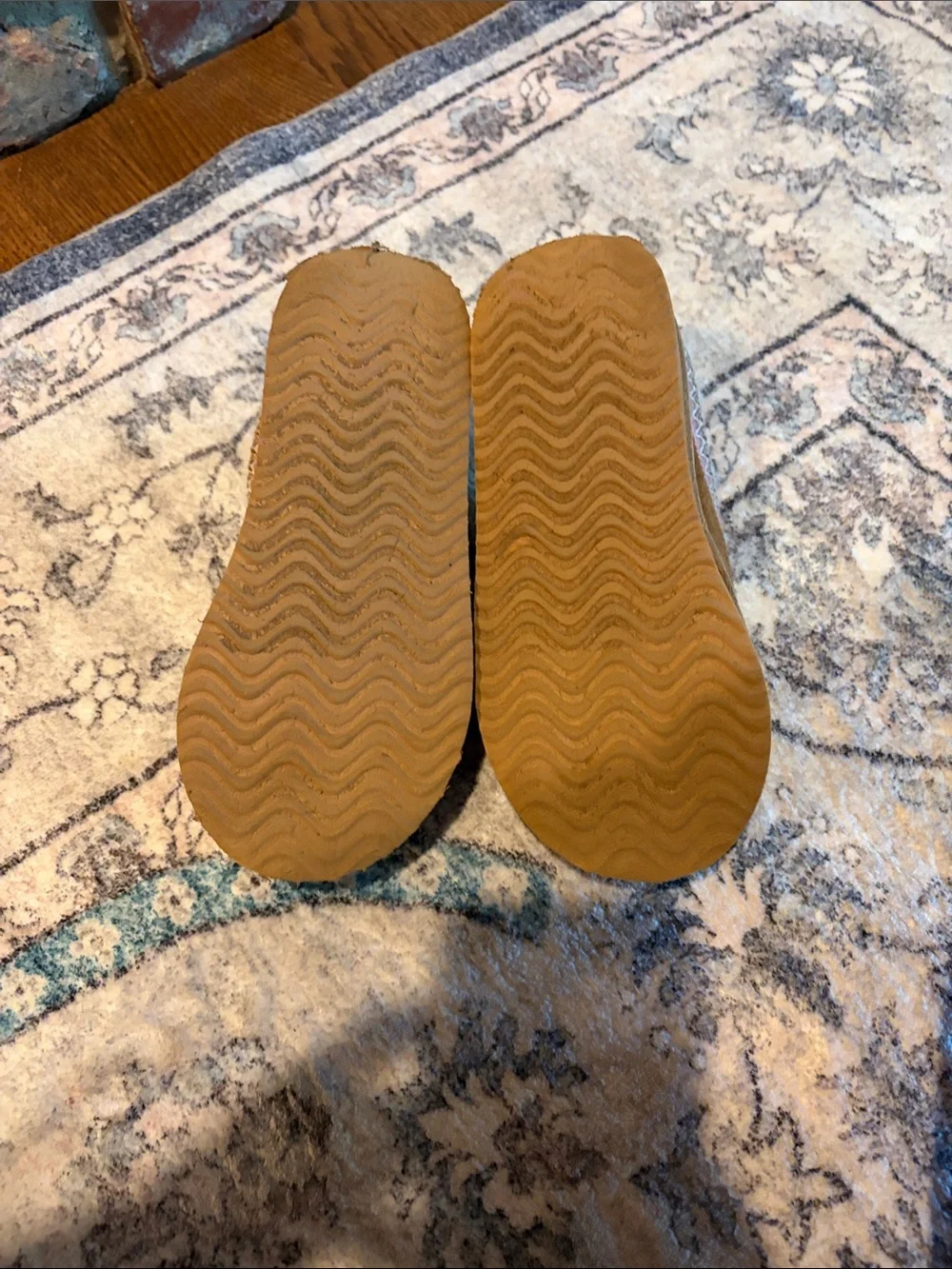 Jessica Simpson Tan Faux-Suede Kids Cozy Slip-On Slippers with Pink Trim